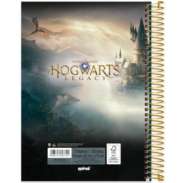 Caderno Universitário Capa Dura 10X1 160 Folhas Warner Hogwarts Legacy Spiral - PT 1 UN