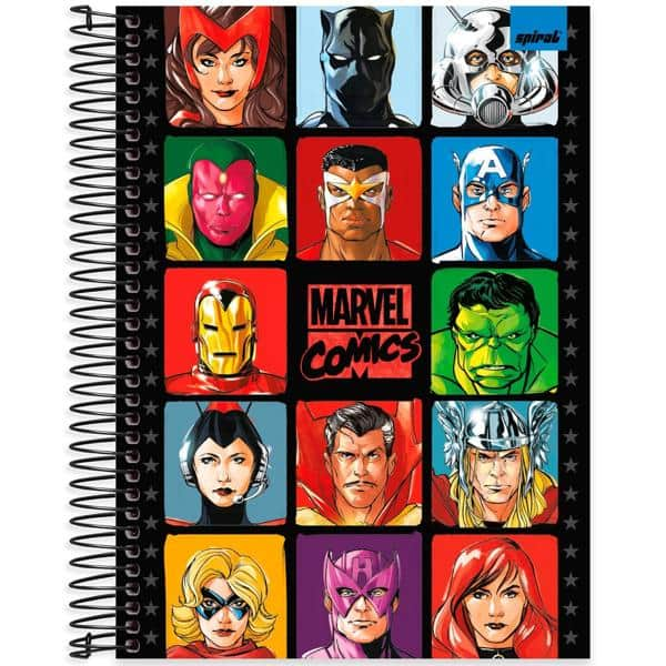 Caderno Universitário Capa Dura 10X1 160 Folhas Marvel Comics Spiral - PT 1 UN