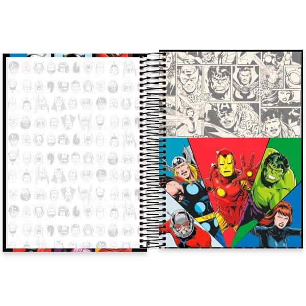 Caderno Universitário Capa Dura 10X1 160 Folhas Marvel Comics Spiral - PT 1 UN