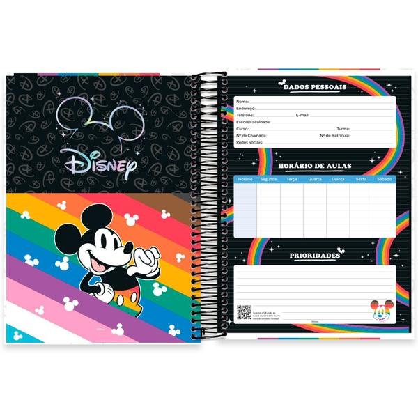 Caderno Universitário Capa Dura 10X1 160 Folhas Disney Mickey Pride Spiral - PT 1 UN