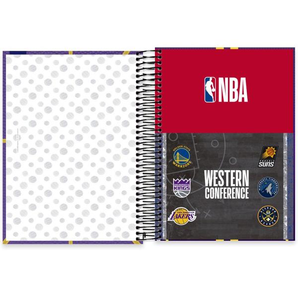 Caderno Universitário Capa Dura 10X1 160 Folhas NBA Los Angeles Lakers Spiral - PT 1 UN