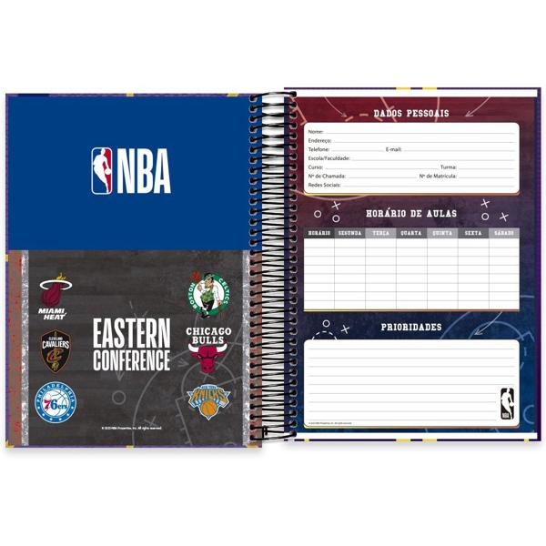 Caderno Universitário Capa Dura 10X1 160 Folhas NBA Los Angeles Lakers Spiral - PT 1 UN