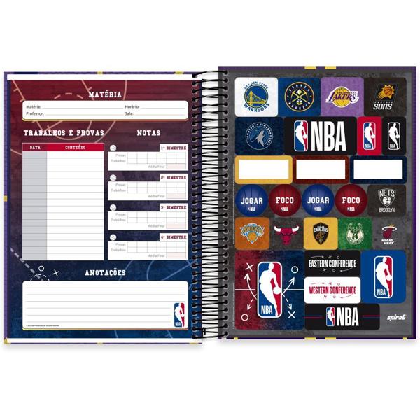 Caderno Universitário Capa Dura 10X1 160 Folhas NBA Los Angeles Lakers Spiral - PT 1 UN