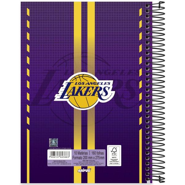 Caderno Universitário Capa Dura 10X1 160 Folhas NBA Los Angeles Lakers Spiral - PT 1 UN