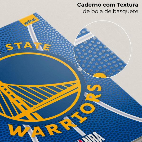 Caderno Universitário Capa Dura 10X1 160 Folhas NBA Golden State Warriors Spiral - PT 1 UN