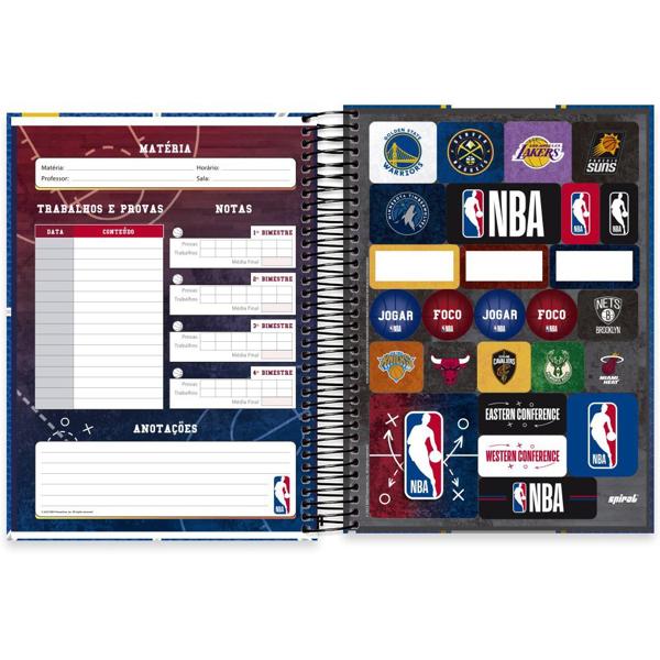 Caderno Universitário Capa Dura 10X1 160 Folhas NBA Golden State Warriors Spiral - PT 1 UN