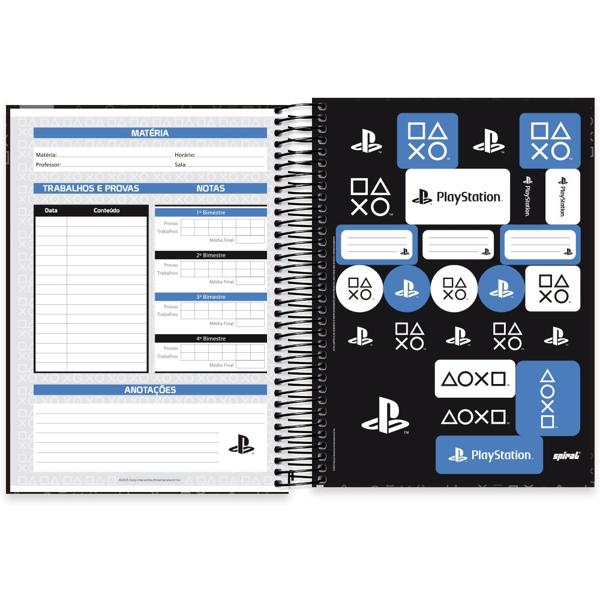 Caderno Universitário Capa Dura 10X1 160 Folhas Playstation Spiral - PT 1 UN