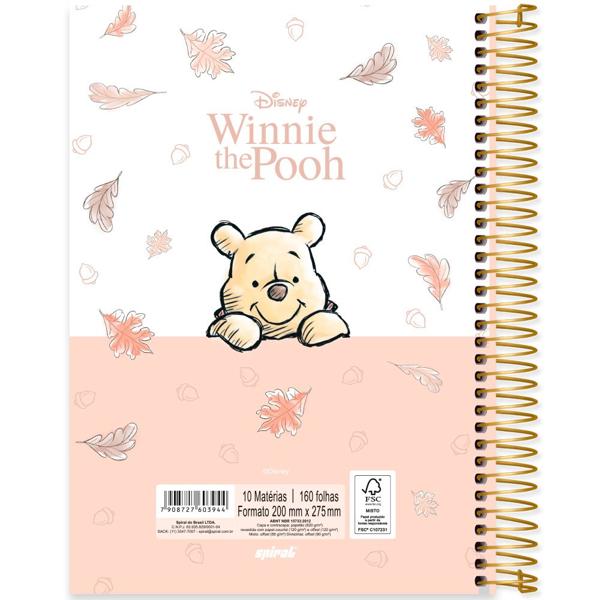 Caderno Universitário Capa Dura 10X1 160 Folhas Disney Pooh Spiral - PT 1 UN