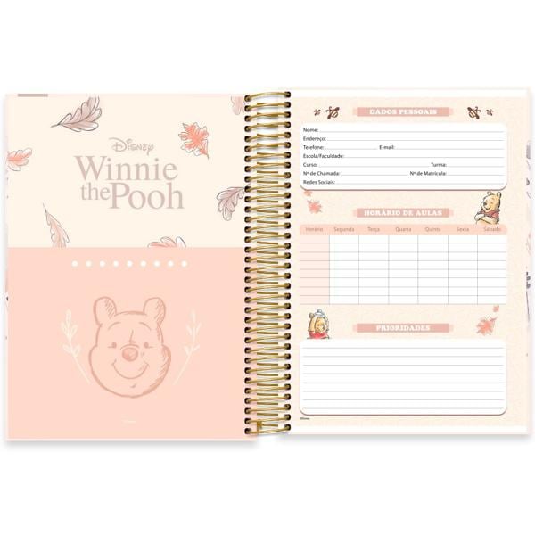 Caderno Universitário Capa Dura 10X1 160 Folhas Disney Pooh Spiral - PT 1 UN