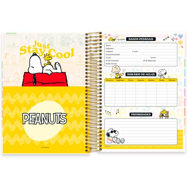 Caderno Universitário Capa Dura 10X1 160 Folhas Snoopy - Peanuts Spiral - PT 1 UN