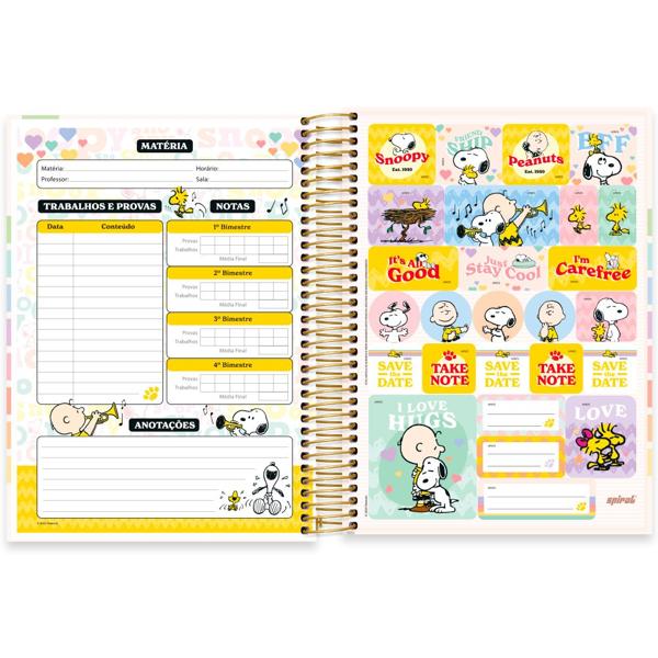 Caderno Universitário Capa Dura 10X1 160 Folhas Snoopy - Peanuts Spiral - PT 1 UN