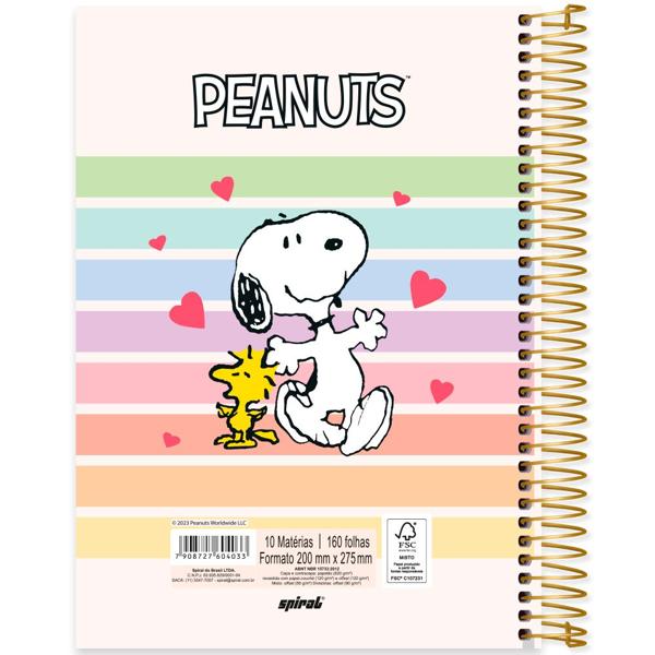 Caderno Universitário Capa Dura 10X1 160 Folhas Snoopy - Peanuts Spiral - PT 1 UN