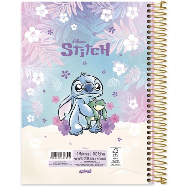 Caderno Universitário Capa Dura 10X1 160 Folhas Disney Stitch Spiral - PT 1 UN