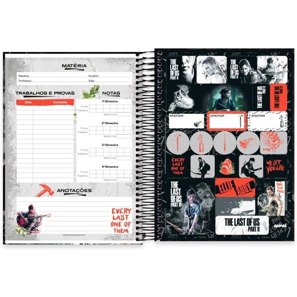 Caderno Universitário Capa Dura 10X1 160 Folhas The Last Of Us - Playstation Spiral - PT 1 UN