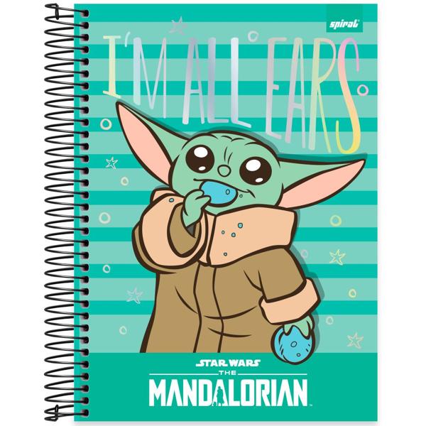 Caderno Universitário Capa Dura 10X1 160 Folhas The Mandalorian - Star Wars Spiral - PT 1 UN