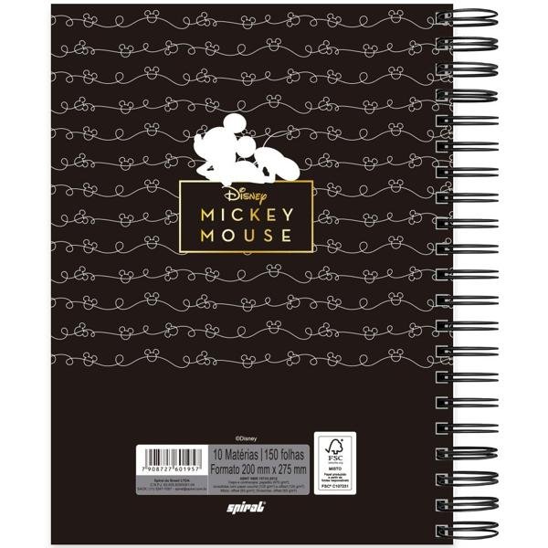 Caderno Universitário Capa Dura 10X1 150 Folhas Disney Mickey PB Spiral - PT 1 UN