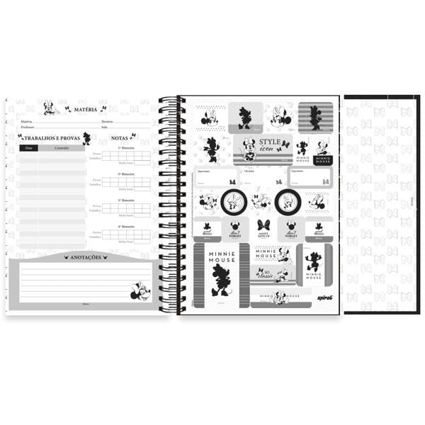 Caderno Universitário Capa Dura com Ímã 10X1 150 Folhas Minnie Disney PB Spiral - PT 1 UN