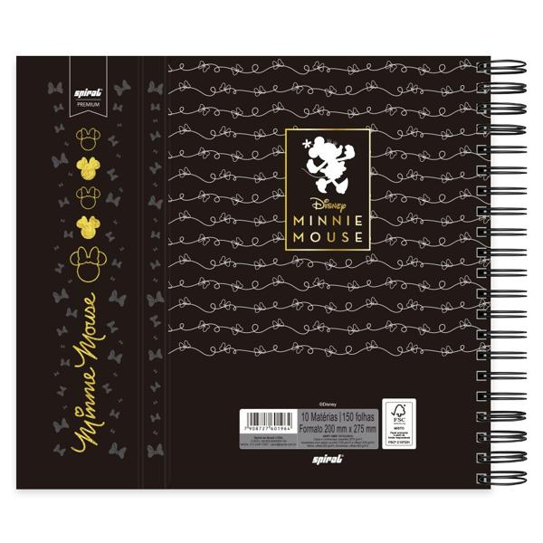 Caderno Universitário Capa Dura com Ímã 10X1 150 Folhas Minnie Disney PB Spiral - PT 1 UN