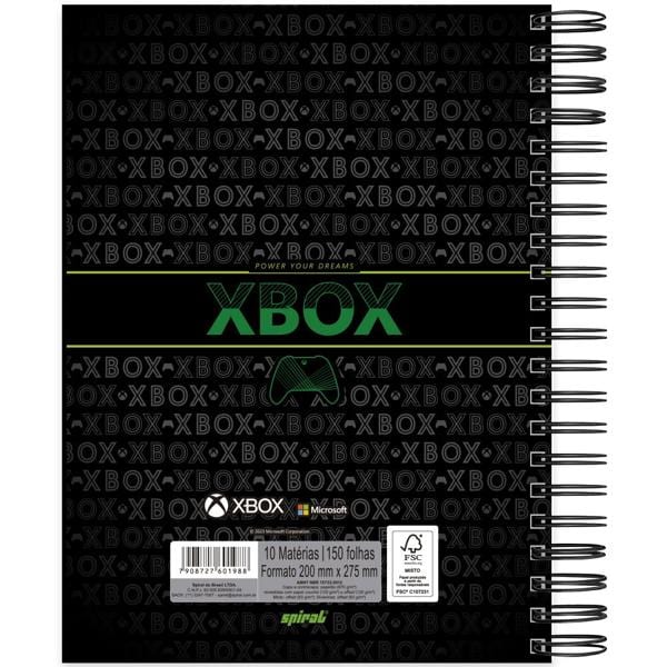 Caderno Universitário Capa Dura com Ímã 10X1 150 Folhas Xbox Spiral - PT 1 UN