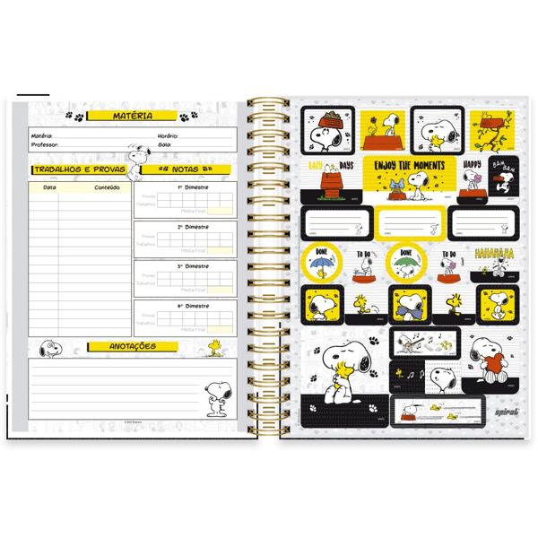 Caderno Universitário Capa Dura 10X1 150 Folhas Snoopy - Peanuts Spiral - PT 1 UN