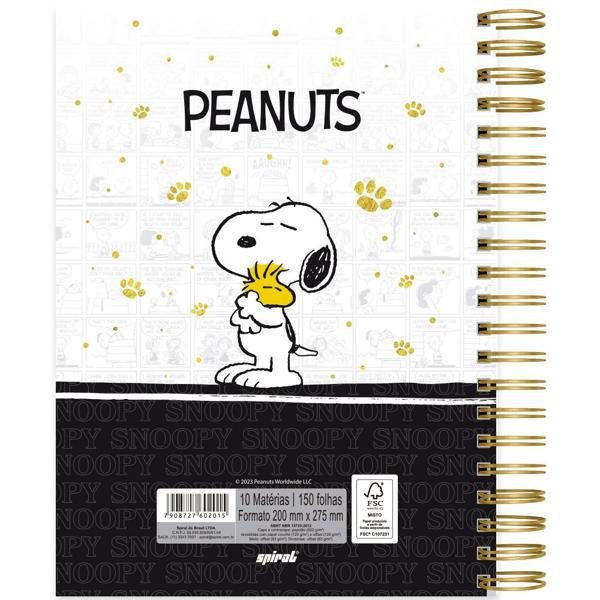 Caderno Universitário Capa Dura 10X1 150 Folhas Snoopy - Peanuts Spiral - PT 1 UN
