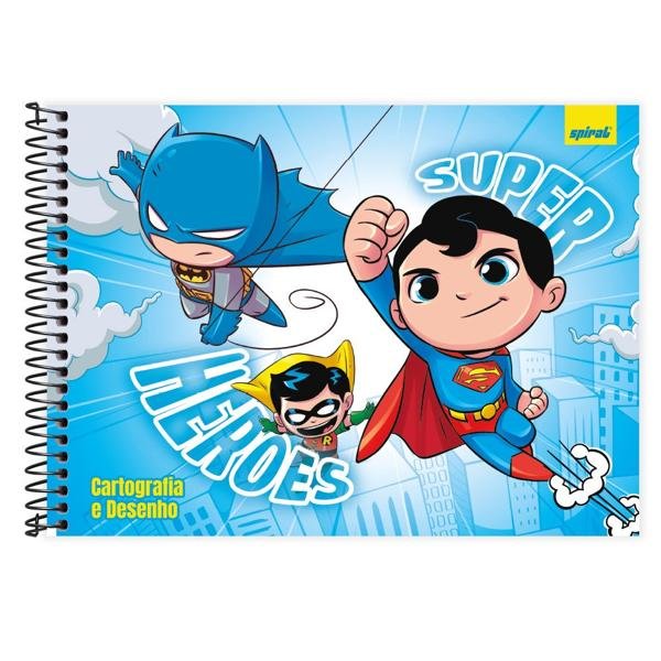 Caderno Cartografia e Desenho Capa Dura 48 Folhas Warner DC Super Friends - Super Amigos Spiral - PT 1 UN