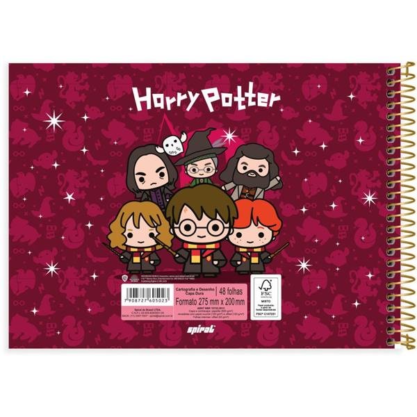 Caderno Cartografia e Desenho Capa Dura 48 Folhas Warner Harry Potter Charms Spiral - PT 1 UN