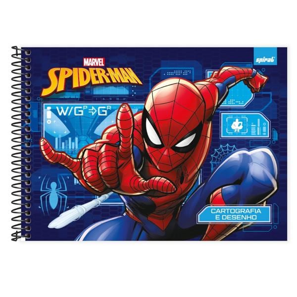 Caderno Cartografia e Desenho Capa Dura 48 Folhas Marvel Homem Aranha - Spiderman Spiral - PT 1 UN