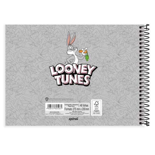 Caderno Cartografia e Desenho Capa Dura 48 Folhas Warner Looney Tunes Pernalonga Spiral - PT 1 UN