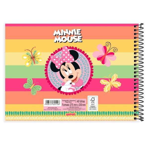 Caderno Cartografia e Desenho Capa Dura 48 Folhas Disney Minnie Clássica Spiral - PT 1 UN