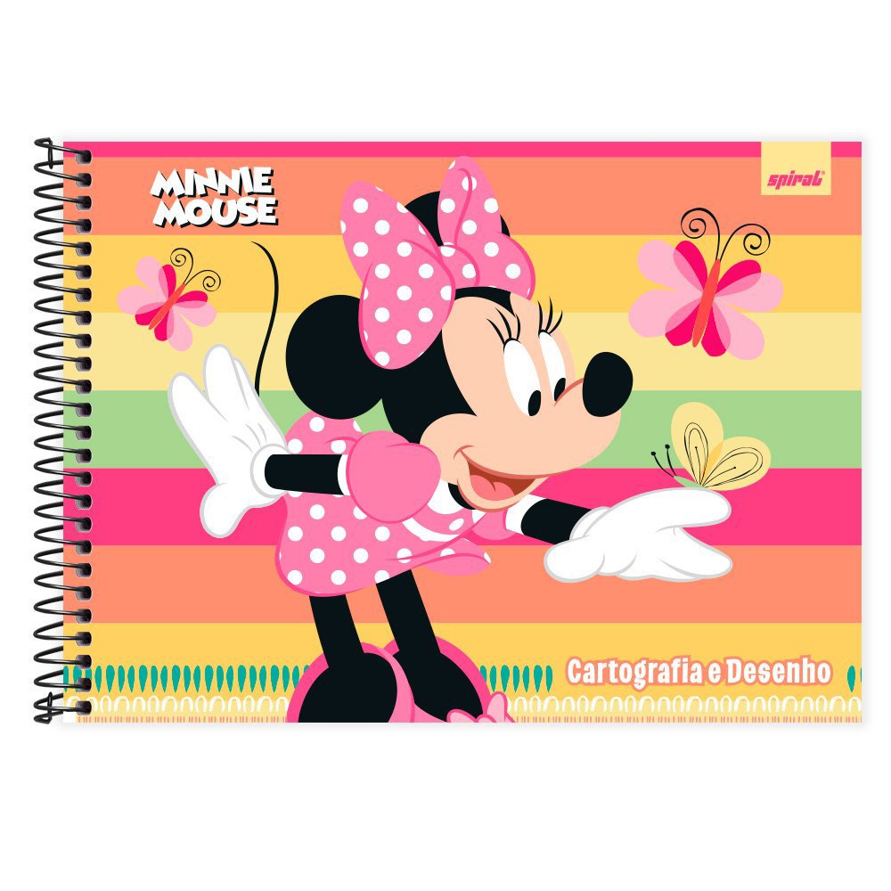 Caderno cartografia e desenho capa dura 48 folhas Disney Minnie