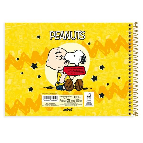 Caderno Cartografia e Desenho Capa Dura 48 Folhas Snoopy - Peanuts Spiral - PT 1 UN
