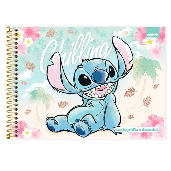 Caderno Cartografia e Desenho Capa Dura 48 Folhas Disney Stitch Spiral - PT 1 UN