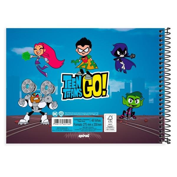 Caderno Cartografia e Desenho Capa Dura 48 Folhas Warner Teen Titans Go - Jovens Titãs Spiral - PT 1 UN