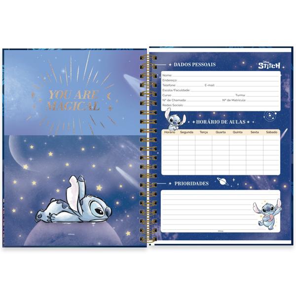 Caderno Universitário Capa Dura 1X1 79 Folhas Disney Stitch Spiral - PT 1 UN