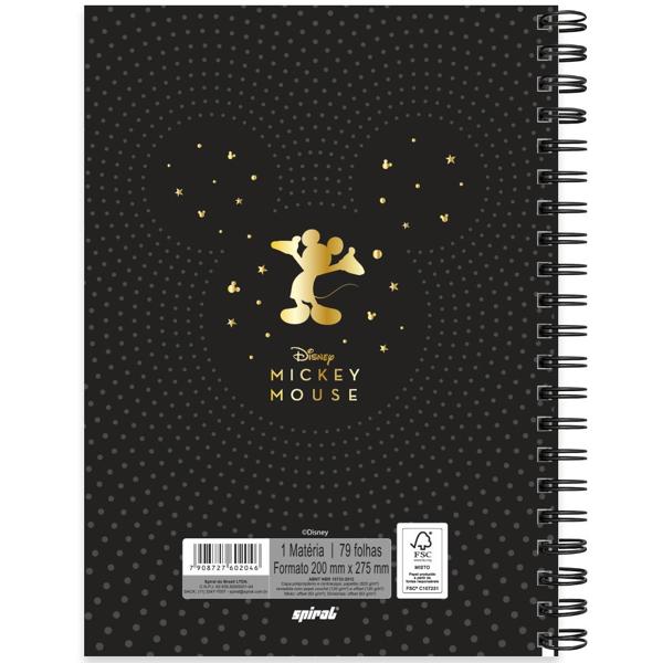 Caderno Universitário Capa Polipropileno 1X1 79 Folhas Mickey Disney PP Spiral - PT 1 UN