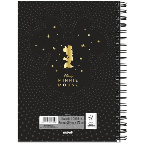 Caderno Universitário Capa Dura 1X1 79 Folhas Disney Minnie PP Spiral - PT 1 UN