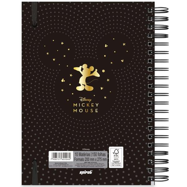 Caderno Universitário Capa Dura 10X1 150 Folhas Mickey Disney PP Spiral - PT 1 UN