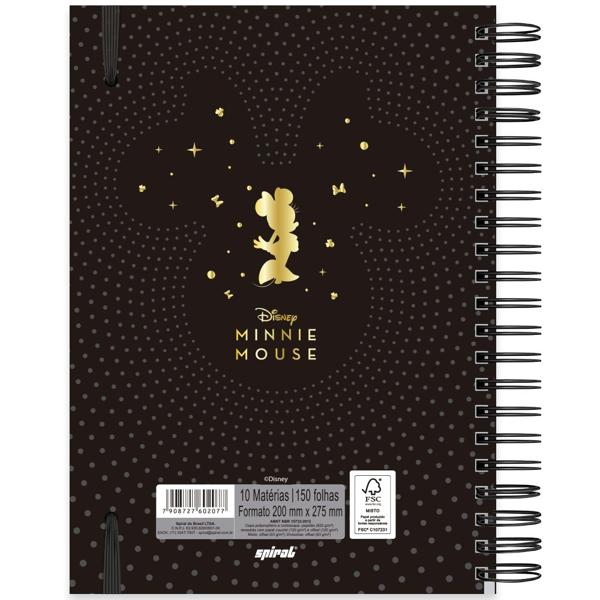 Caderno Universitário Capa Dura 10X1 150 Folhas Disney Minnie PP Spiral - PT 1 UN