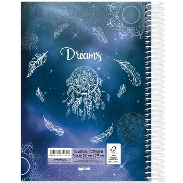 Caderno Universitário Capa Dura 15X1 240 Folhas Dreams Spiral - PT 1 UN