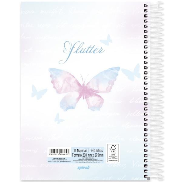 Caderno Universitário Capa Dura 15X1 240 Folhas Flutter Borboletas Spiral - PT 1 UN