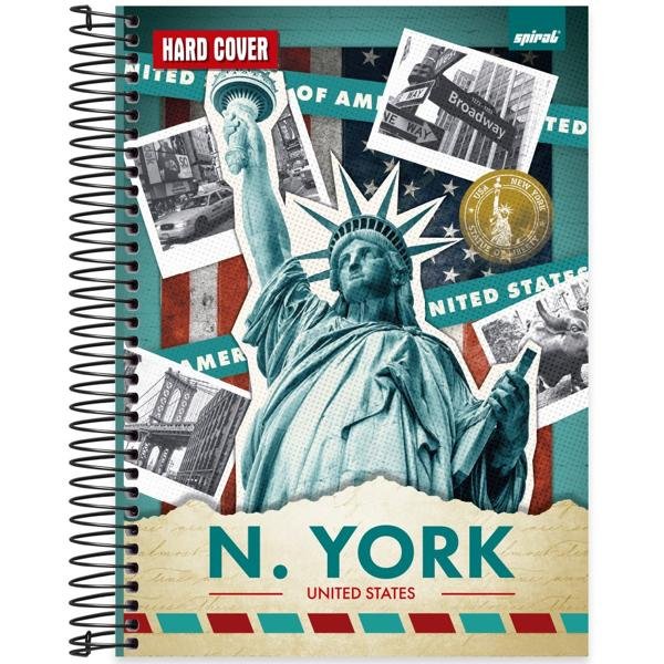 Caderno Universitário Capa Dura 10X1 160 Folhas Hard Cover New York Spiral - PT 1 UN