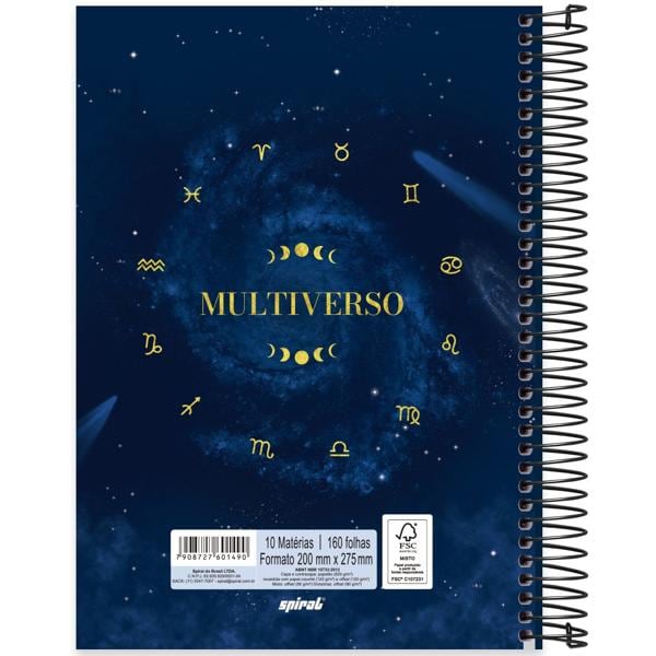 Caderno Universitário Capa Dura 10X1 160 Folhas Multiverso Spiral - PT 1 UN