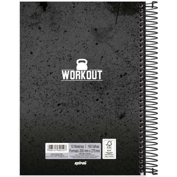 Caderno Universitário Capa Dura 10X1 160 Folhas Workout Spiral - PT 1 UN