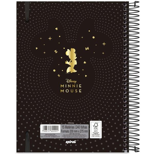 Caderno Universitário Capa Dura 15X1 240 Folhas Disney Minnie PP Spiral - PT 1 UN