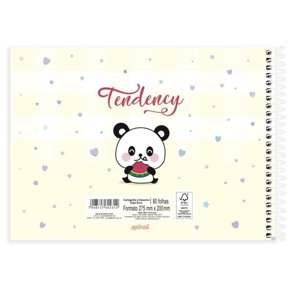 Caderno Cartografia e Desenho Capa Dura 80 Folhas Tendency Panda Spiral - PT 1 UN