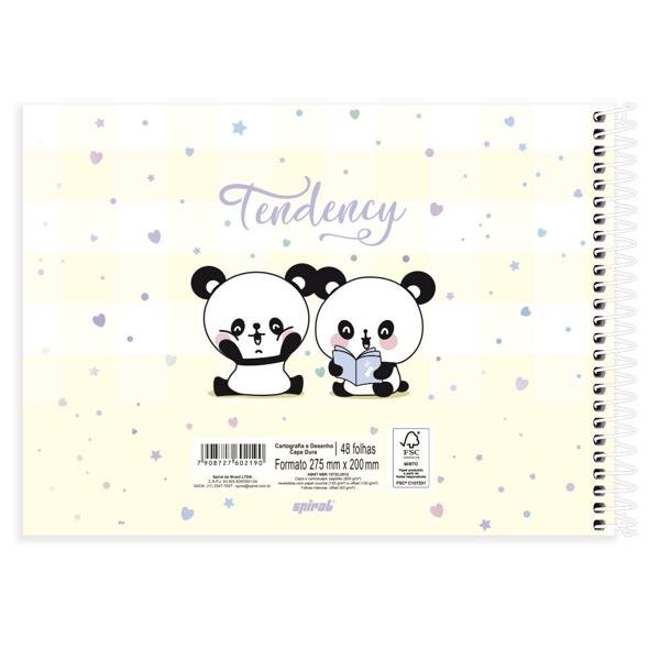 Caderno Cartografia e Desenho Capa Dura 48 Folhas Tendency Panda Spiral - PT 1 UN