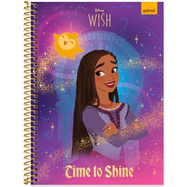 Caderno Universitário Capa Dura 1X1 80 Folhas Disney Wish Spiral - PT 1 UN