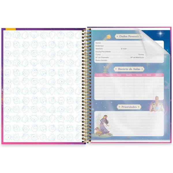 Caderno Universitário Capa Dura 1X1 80 Folhas Disney Wish Spiral - PT 1 UN