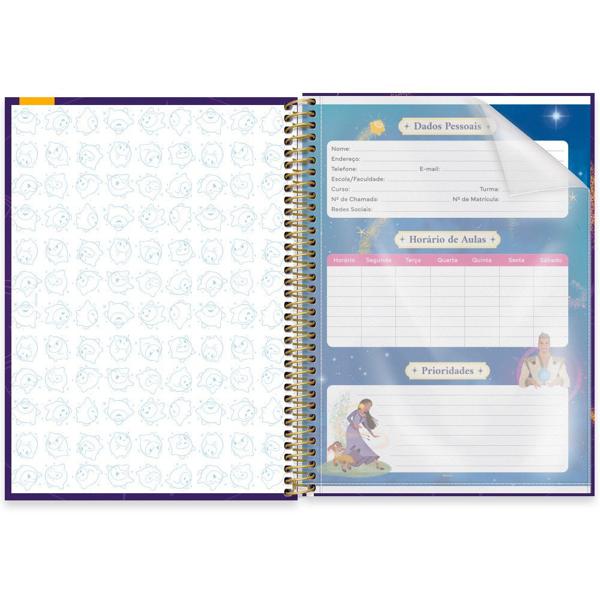 Caderno Universitário Capa Dura 1X1 80 Folhas Disney Wish Spiral - PT 1 UN